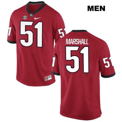 Men's Georgia Bulldogs NCAA #51 David Marshall Nike Stitched Red Authentic College Football Jersey FZY5454HQ